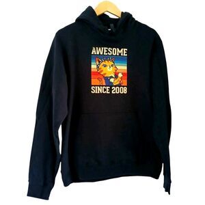 "Awesome Since 2008" Graphic Hoodie Birthday Gift Colorful Sweatshirt Cat Theme